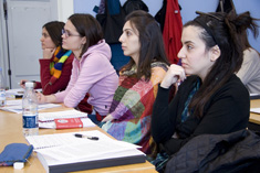 exchange students listening in class